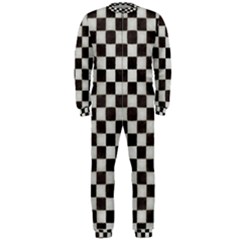 Large Black And White Watercolored Checkerboard Chess Onepiece Jumpsuit (men) by PodArtist