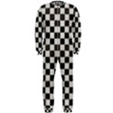 Large Black and White Watercolored Checkerboard Chess OnePiece Jumpsuit (Men) View1