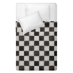 Large Black And White Watercolored Checkerboard Chess Duvet Cover Double Side (single Size) by PodArtist