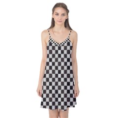 Large Black And White Watercolored Checkerboard Chess Camis Nightgown