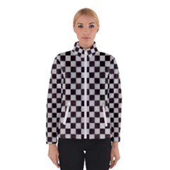 Large Black And White Watercolored Checkerboard Chess Women s Bomber Jacket