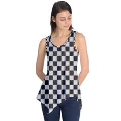 Large Black And White Watercolored Checkerboard Chess Sleeveless Tunic by PodArtist