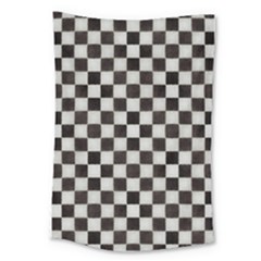 Large Black And White Watercolored Checkerboard Chess Large Tapestry