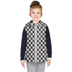 Large Black And White Watercolored Checkerboard Chess Kids  Hooded Puffer Vest