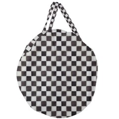 Large Black And White Watercolored Checkerboard Chess Giant Round Zipper Tote by PodArtist