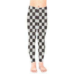 Large Black And White Watercolored Checkerboard Chess Kids  Leggings by PodArtist