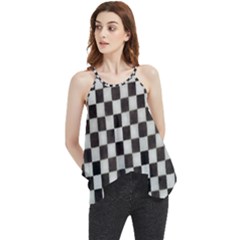 Large Black And White Watercolored Checkerboard Chess Flowy Camisole Tank Top by PodArtist