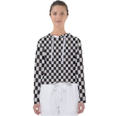 Large Black And White Watercolored Checkerboard Chess Women s Slouchy Sweat