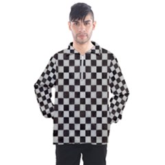 Large Black And White Watercolored Checkerboard Chess Men s Half Zip Pullover