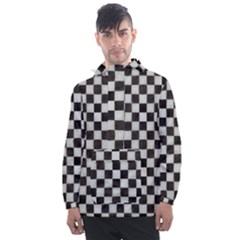 Large Black And White Watercolored Checkerboard Chess Men s Front Pocket Pullover Windbreaker