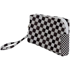 Large Black And White Watercolored Checkerboard Chess Wristlet Pouch Bag (small) by PodArtist