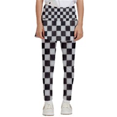 Large Black And White Watercolored Checkerboard Chess Kids  Skirted Pants by PodArtist