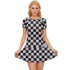 Large Black And White Watercolored Checkerboard Chess Women s Sports Wear Set