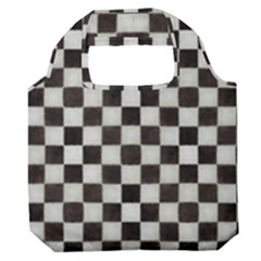 Large Black And White Watercolored Checkerboard Chess Premium Foldable Grocery Recycle Bag