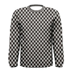 Black And White Watercolored Checkerboard Chess Men s Long Sleeve Tee