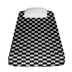 Black And White Watercolored Checkerboard Chess Fitted Sheet (single Size) by PodArtist