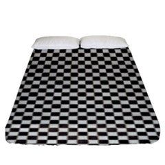 Black And White Watercolored Checkerboard Chess Fitted Sheet (king Size) by PodArtist