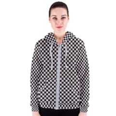 Black And White Watercolored Checkerboard Chess Women s Zipper Hoodie