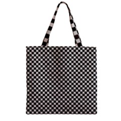 Black And White Watercolored Checkerboard Chess Zipper Grocery Tote Bag by PodArtist