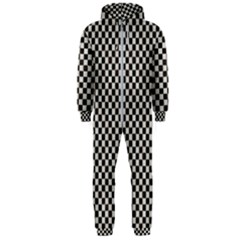 Black And White Watercolored Checkerboard Chess Hooded Jumpsuit (men)