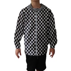 Black And White Watercolored Checkerboard Chess Kids  Hooded Windbreaker