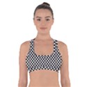 Black and White Watercolored Checkerboard Chess Cross Back Sports Bra View1