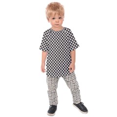 Black And White Watercolored Checkerboard Chess Kids  Raglan Tee