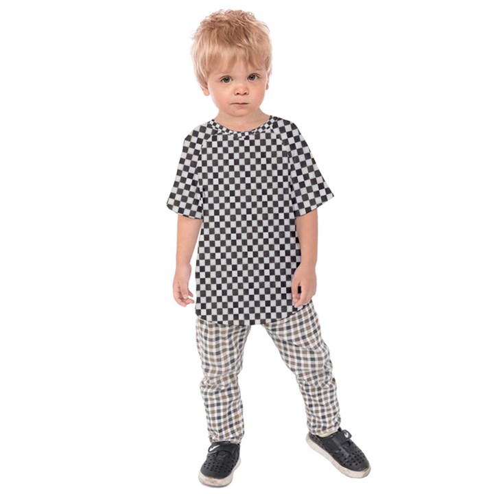 Black and White Watercolored Checkerboard Chess Kids  Raglan Tee