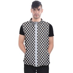 Black And White Watercolored Checkerboard Chess Men s Puffer Vest