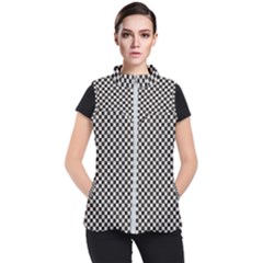 Black And White Watercolored Checkerboard Chess Women s Puffer Vest