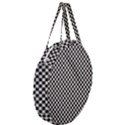 Black and White Watercolored Checkerboard Chess Giant Round Zipper Tote View3