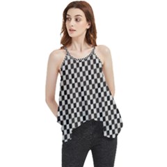 Black And White Watercolored Checkerboard Chess Flowy Camisole Tank Top by PodArtist