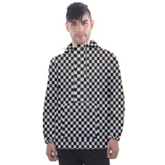 Black And White Watercolored Checkerboard Chess Men s Front Pocket Pullover Windbreaker