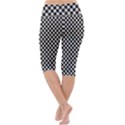 Black and White Watercolored Checkerboard Chess Lightweight Velour Cropped Yoga Leggings View4