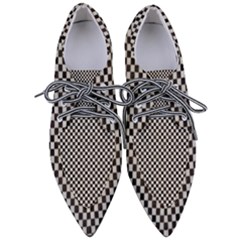 Black And White Watercolored Checkerboard Chess Pointed Oxford Shoes by PodArtist