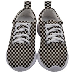 Black And White Watercolored Checkerboard Chess Kids Athletic Shoes by PodArtist