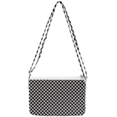 Black And White Watercolored Checkerboard Chess Double Gusset Crossbody Bag