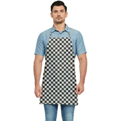 Black And White Watercolored Checkerboard Chess Kitchen Apron by PodArtist