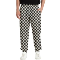 Black And White Watercolored Checkerboard Chess Men s Elastic Waist Pants by PodArtist