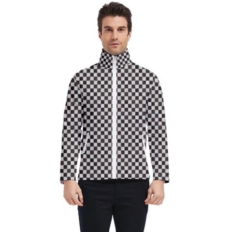 Black And White Watercolored Checkerboard Chess Men s Bomber Jacket by PodArtist