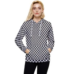 Black And White Watercolored Checkerboard Chess Women s Lightweight Drawstring Hoodie