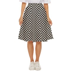 Black And White Watercolored Checkerboard Chess Classic Short Skirt by PodArtist