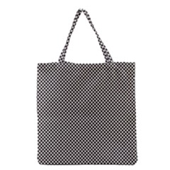 Small Black And White Watercolor Checkerboard Chess Grocery Tote Bag by PodArtist