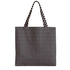 Small Black And White Watercolor Checkerboard Chess Zipper Grocery Tote Bag by PodArtist