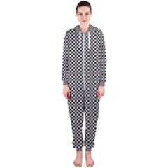 Small Black And White Watercolor Checkerboard Chess Hooded Jumpsuit (ladies)