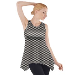 Small Black And White Watercolor Checkerboard Chess Side Drop Tank Tunic by PodArtist