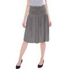 Small Black And White Watercolor Checkerboard Chess Midi Beach Skirt by PodArtist