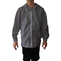 Small Black And White Watercolor Checkerboard Chess Kids  Hooded Windbreaker