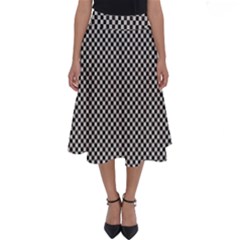 Small Black And White Watercolor Checkerboard Chess Perfect Length Midi Skirt by PodArtist