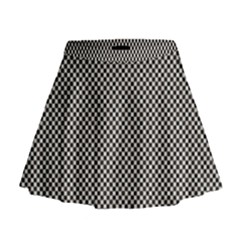 Small Black And White Watercolor Checkerboard Chess Mini Flare Skirt by PodArtist